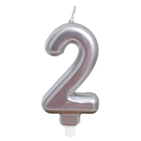 Świeczka urodzinowa 26493 cyfra srebrny 2