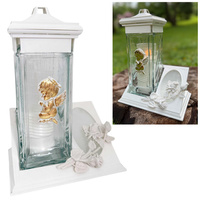 Znicz K-8405 KAPLICZKA z aniołkiem biały (5szt)