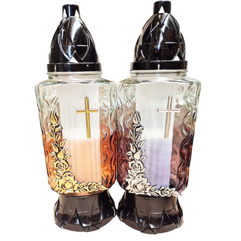 Znicz K-9327 KRZYŻ i róże mix (8szt)