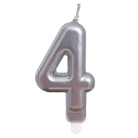 Świeczka urodzinowa 26495 cyfra srebrny 4