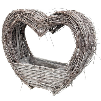 Osłonka wiklinowa 27408 SERCE biały 35x40x13cm