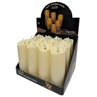 Świeca LED płomień wąska krem MQL024 12szt 15/5