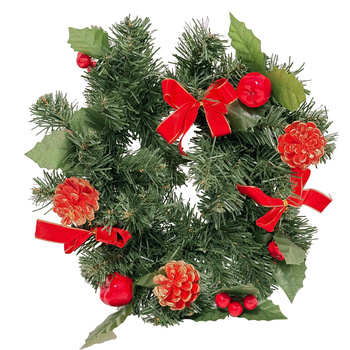 Wianek świąteczny 27366 KOKARDY i owoce 24cm